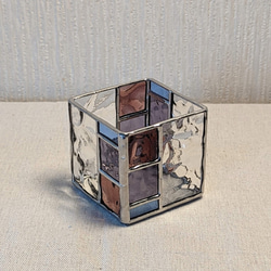 キューブ型キャンドルホルダー / ６㎝角 - ライトブルー、ラベンダー、ライトパープル 5枚目の画像