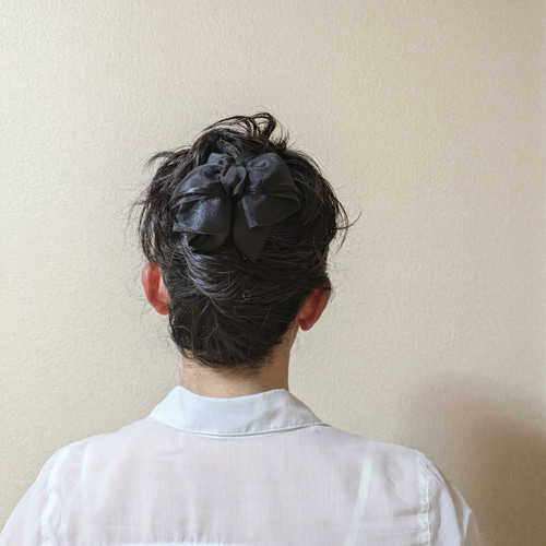 オーガンジーリボンが主役＊ひらふわ＊バンスクリップ ヘア