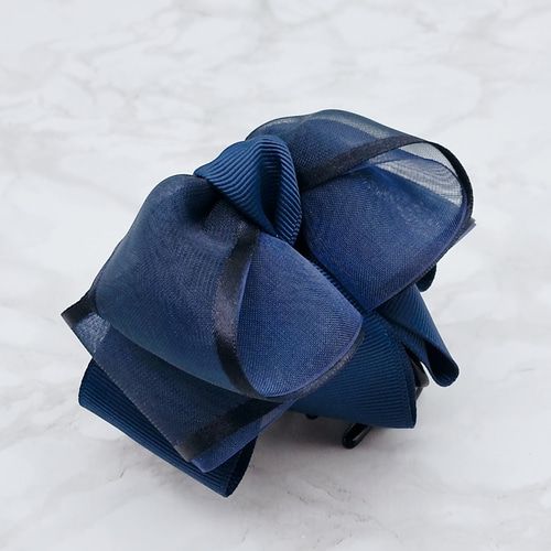 オーダーページ ハンドメイド　人気 バンスクリップ リボン オーガンジーリボンが主役＊ひらふわ＊バンスクリップ ヘア