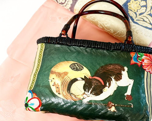 ＊一閑張りバッグ（美人画浮世絵）柿渋染め 一閑張り 浮世絵 薄型竹かごバッグ｜Yahoo!フリマ（旧PayPayフリマ）