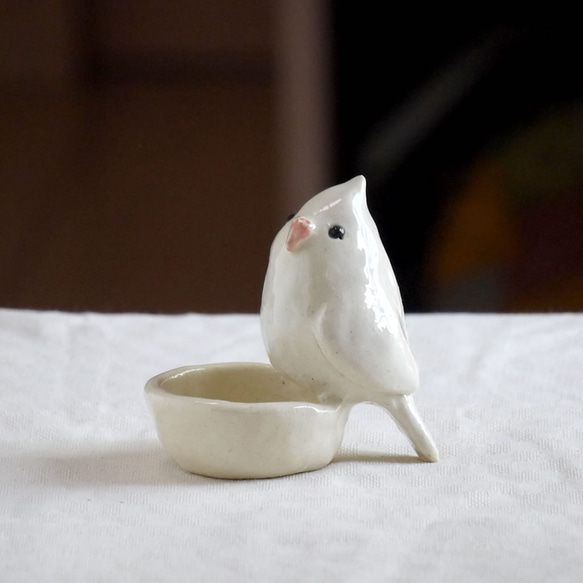 【訂購】白玄鳳鸚鵡配件盒（陶瓷小鳥） 第2張的照片