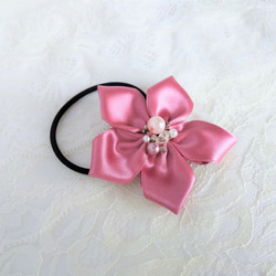再販5【ラズベリーピンク】ナチュラルリボン♡ヘアゴム