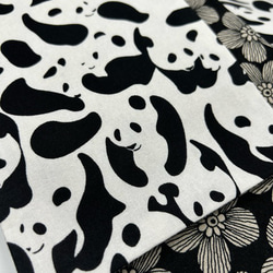【スーパーゲリラ企画】4427木綿半幅帯　パンダ柄 根付・絹帯締め 6枚目の画像