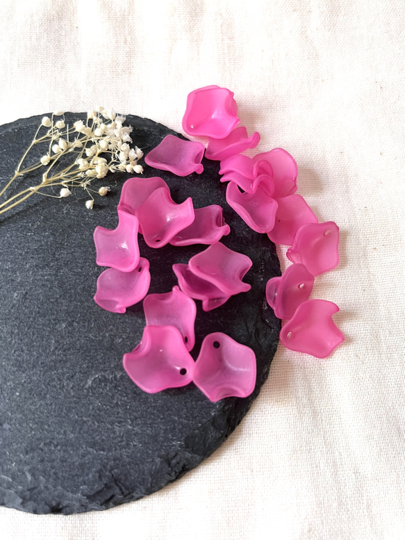 艶消し花びらパーツ　ローズピンク　16㎜　20ピース 2枚目の画像