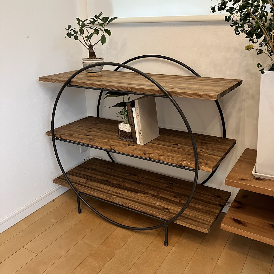 W90×D35×H82　ローシェルフ　ラウンドシェルフ