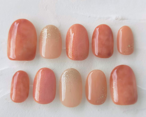 桃ニュアンス ネイルチップ NO.1 ネイルチップ＊リニューアル ニュアンスネイル成人式 和装 振袖