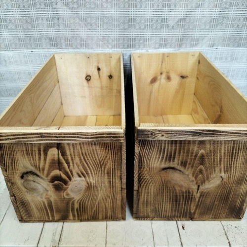 受注生産A19》 二箱セット りんご箱 リメイク DIY 木箱 収納