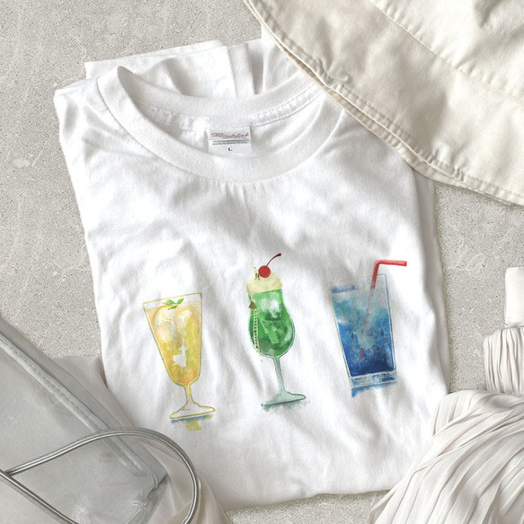 ソーダ　メロン　レモン　ブルー｜amanico　オリジナルTシャツ 1枚目の画像