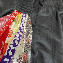 ウエストフリーのセミフレアスカート　着物リメイク　　いろいろパッチワークの楽しいスカート　　送料無料 9枚目の画像