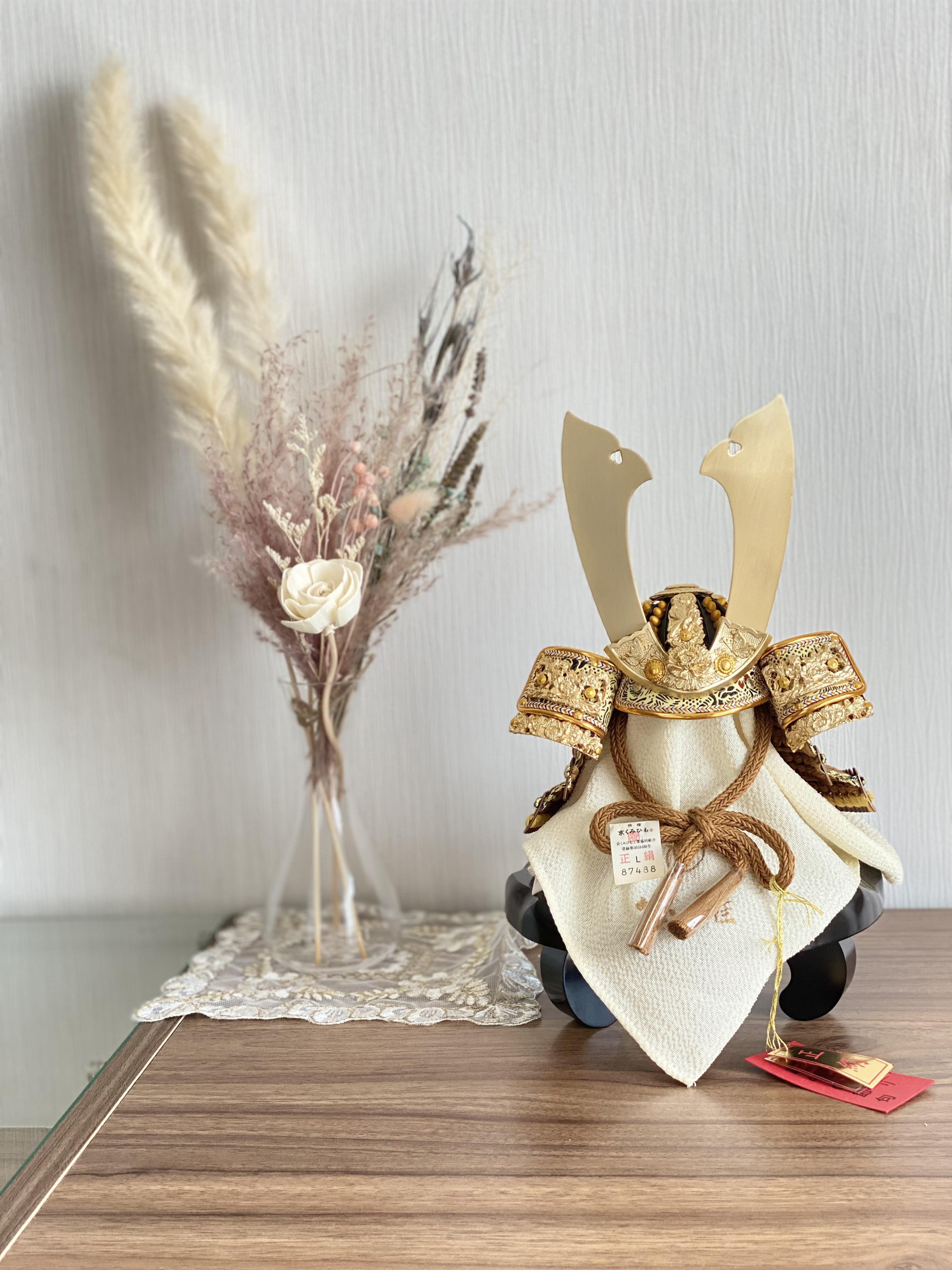 五月人形 兜と矢の飾り 五月人形】8号 永遠之兜 青緑中ベージュ威 兜飾り〈翠鳳作〉[245