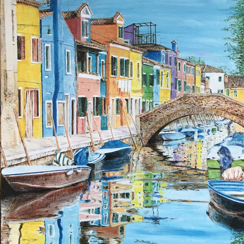 油絵　絵画　水辺 油絵 水辺の絵の具箱 絵画 kamekoen 通販 15648124｜Creema