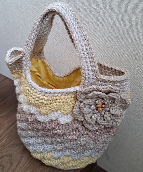 松編みのマルシェ型バッグ 5枚目の画像
