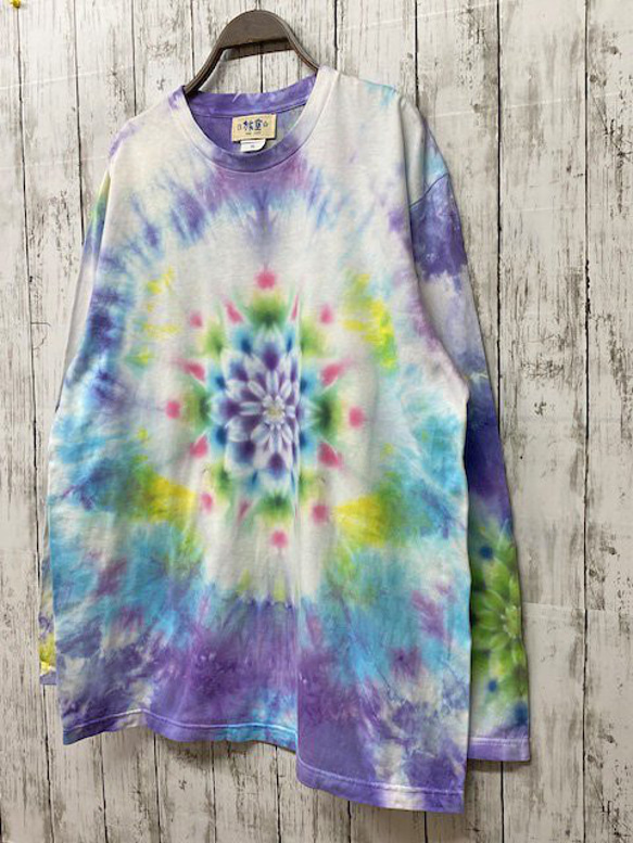 紮染長袖 T 卹 XL 碼曼陀羅不均勻染色多彩 HIPPIES DYE 新品 HD15-12 第2張的照片