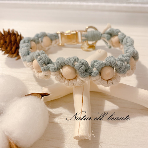 100%コットン♡首輪♡チョーカー♡お散歩♡ハンドメイド お花輪っかペットチョーカー 】 ｜ 軽量 約12g ( サンプル28cm