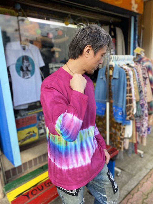 タイダイ染め 長袖Ｔシャツ XLサイズ　HIPPIES DYE バーガンディ HD13-22 4枚目の画像