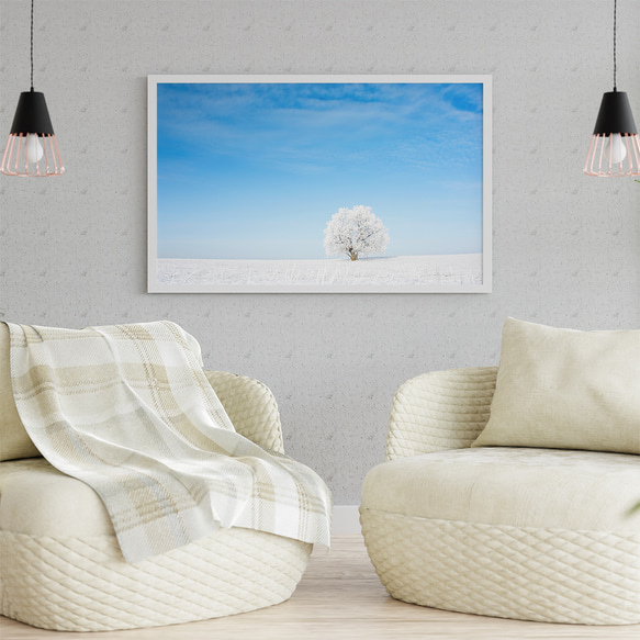 ゴージャス 白い木 青い空 風景画 / インテリアポスター 海外アート / 4766 4枚目の画像