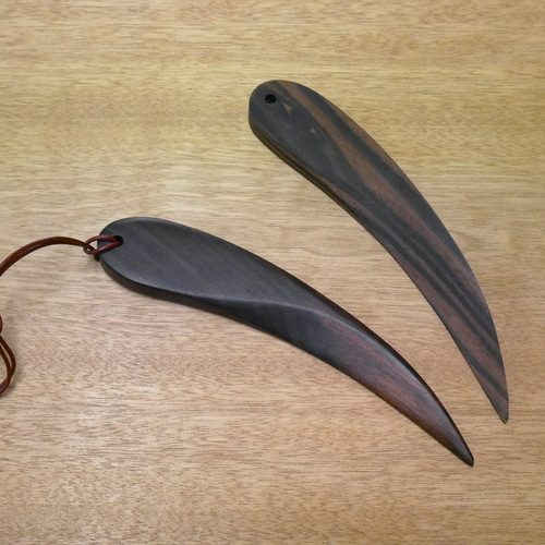 磨いて作る「黒檀製ペーパーナイフキット（勾玉カーブ：ミニ