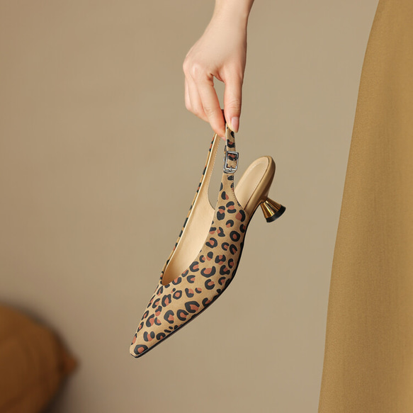 ☀23 新設計☀ 真皮鞋豹紋女鞋高跟鞋涼鞋 21.5cm-25cm #655⭐包郵⭐ 第6張的照片