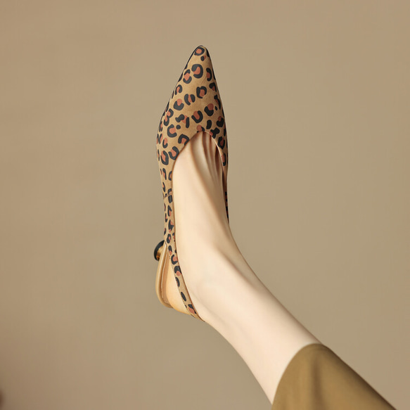 ☀23 新設計☀ 真皮鞋豹紋女鞋高跟鞋涼鞋 21.5cm-25cm #655⭐包郵⭐ 第7張的照片