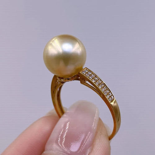 ピンクダイヤモンド【高級】南洋真珠　ダイヤモンド付きリングk18
