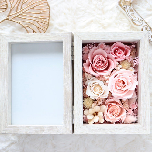 受注製作》プリザーブドフラワーバラ ドライフラワー フォトBOX