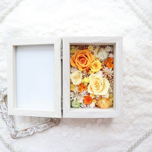 受注製作》プリザーブドフラワーバラ ドライフラワー フォトBOX