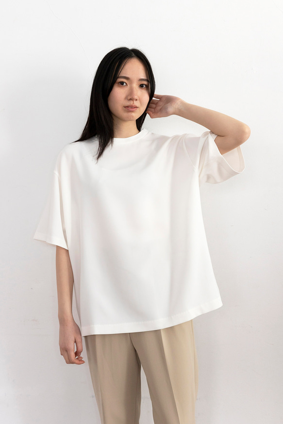 Lサイズ再販・追加！WHITE【オーバーサイズ Tシャツ】トリアセテート　ソアロン™ 4枚目の画像