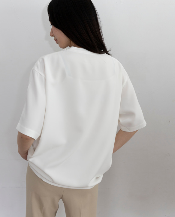Lサイズ再販・追加！WHITE【オーバーサイズ Tシャツ】トリアセテート　ソアロン™ 5枚目の画像