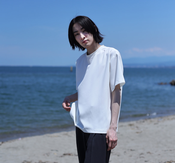 Lサイズ再販・追加！WHITE【オーバーサイズ Tシャツ】トリアセテート　ソアロン™ 16枚目の画像