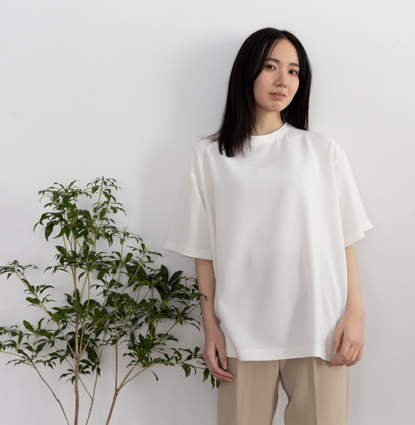 Lサイズ再販・追加！WHITE【オーバーサイズ Tシャツ】トリアセテート　ソアロン™ 2枚目の画像