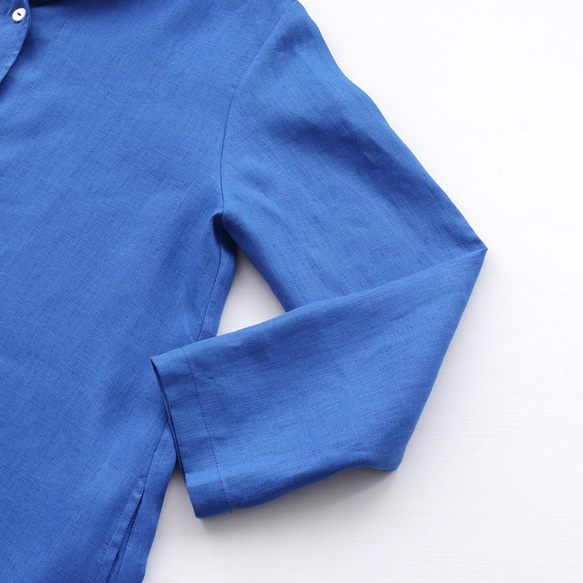 春夏秋季實用單品 亞麻披肩領外套外套，長89cm（寶藍色）CO08。 第16張的照片