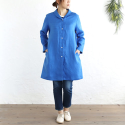 春夏秋季實用單品 亞麻披肩領外套外套，長89cm（寶藍色）CO08。 第7張的照片