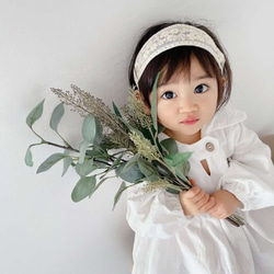 インド刺繍　ヘアバンド　ベビー　キッズ　~awairo flower white~  子供用　赤ちゃん 7枚目の画像