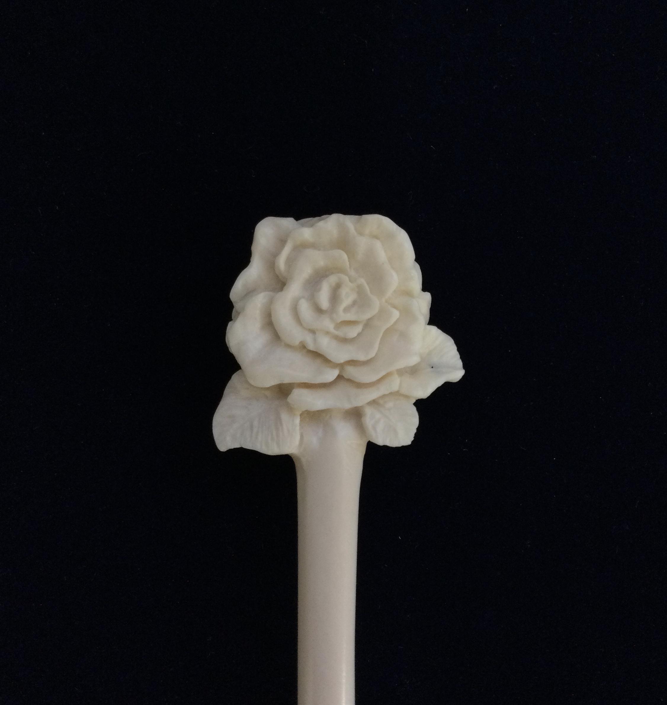 ☆本象牙　誕生月花シリーズかんざし(6月 薔薇）※※