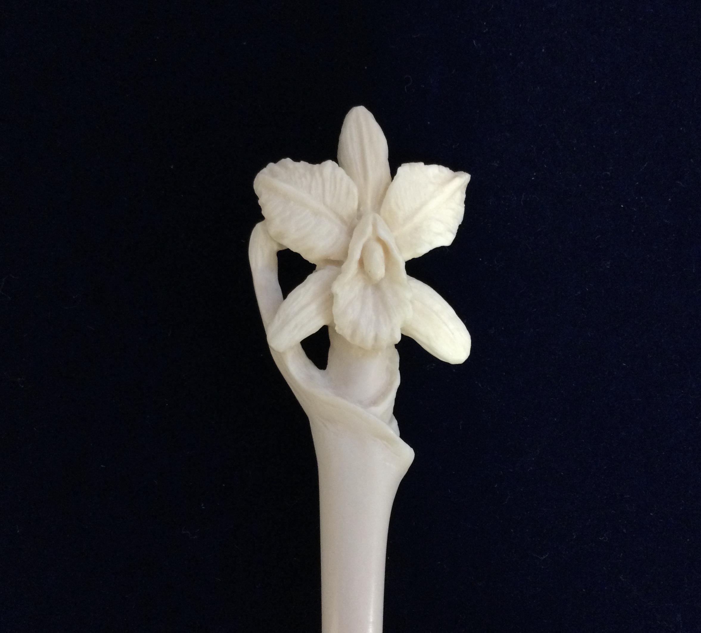 ☆本象牙　誕生月花シリーズかんざし(12月 カトレア）※※