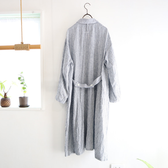 linen stripe atelier coat 6枚目の画像