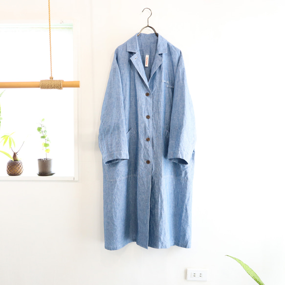 linen stripe atelier coat 17枚目の画像