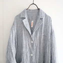 linen stripe atelier coat 2枚目の画像