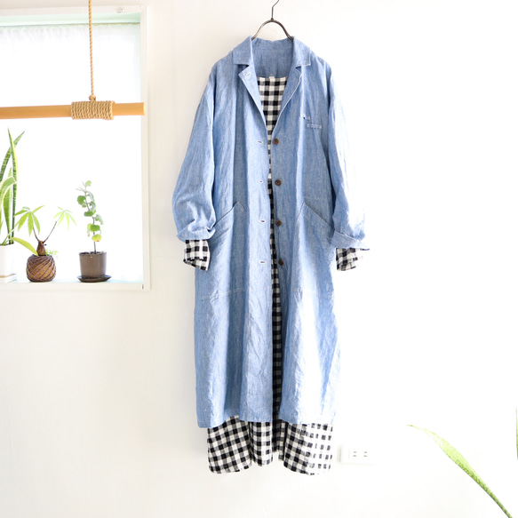 linen dungaree atelier coat 13枚目の画像