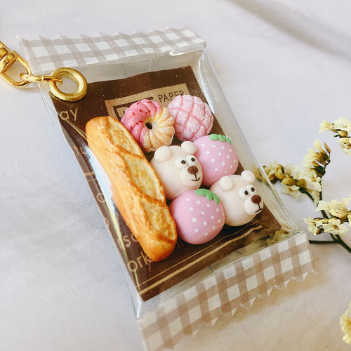♡くままん♡ チャーム フェイクフード 樹脂粘土 キーホルダー