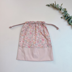 ♡選べるサイズ♡さくらんぼ刺繍の巾着袋 くすみピンク×パステル