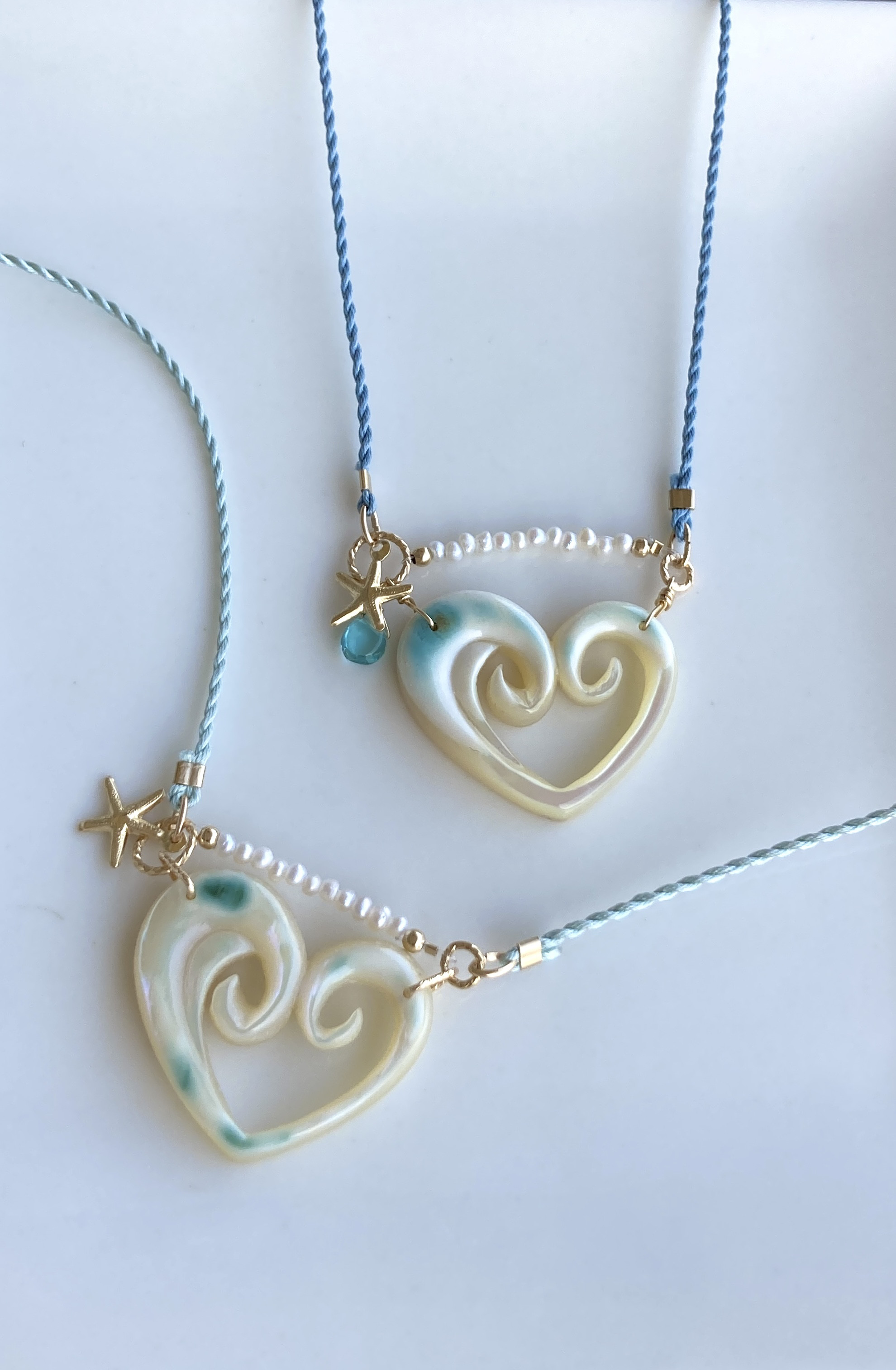 夜光貝　波ハートネックレス