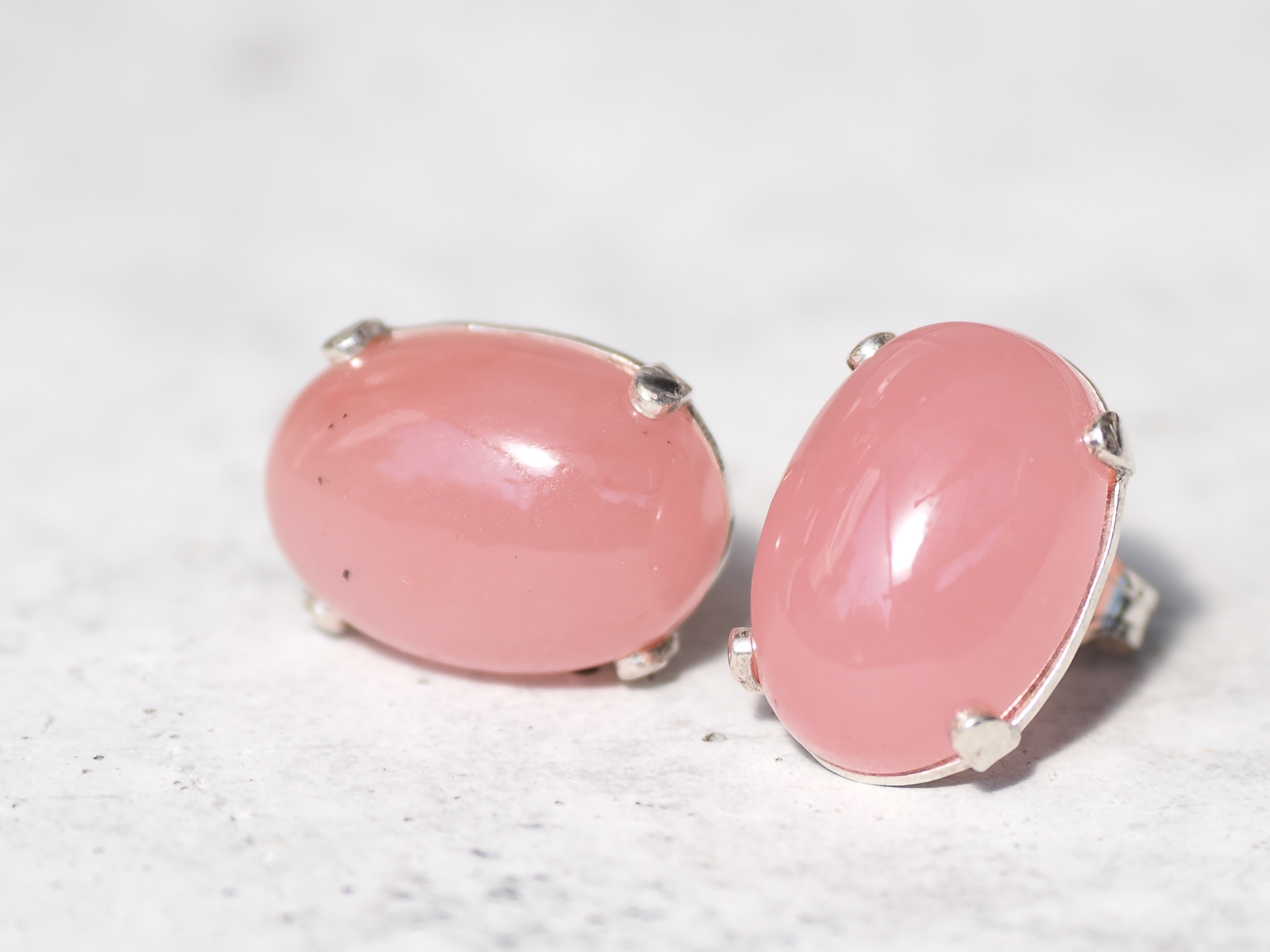 グァバクォーツ silver925 オーバル スタッドピアス