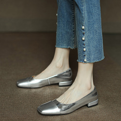 シルバー ゴールド フラットシューズ 歩きやすい 婦人靴 痛くない 婦人靴 レディースシューズ 星 ユニーク 21.5 1枚目の画像