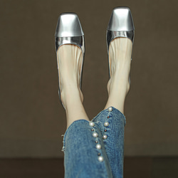 シルバー ゴールド フラットシューズ 歩きやすい 婦人靴 痛くない 婦人靴 レディースシューズ 星 ユニーク 21.5 9枚目の画像