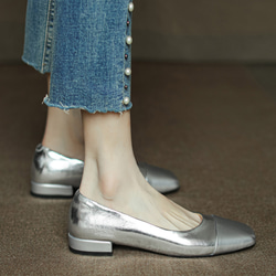 シルバー ゴールド フラットシューズ 歩きやすい 婦人靴 痛くない 婦人靴 レディースシューズ 星 ユニーク 21.5 5枚目の画像