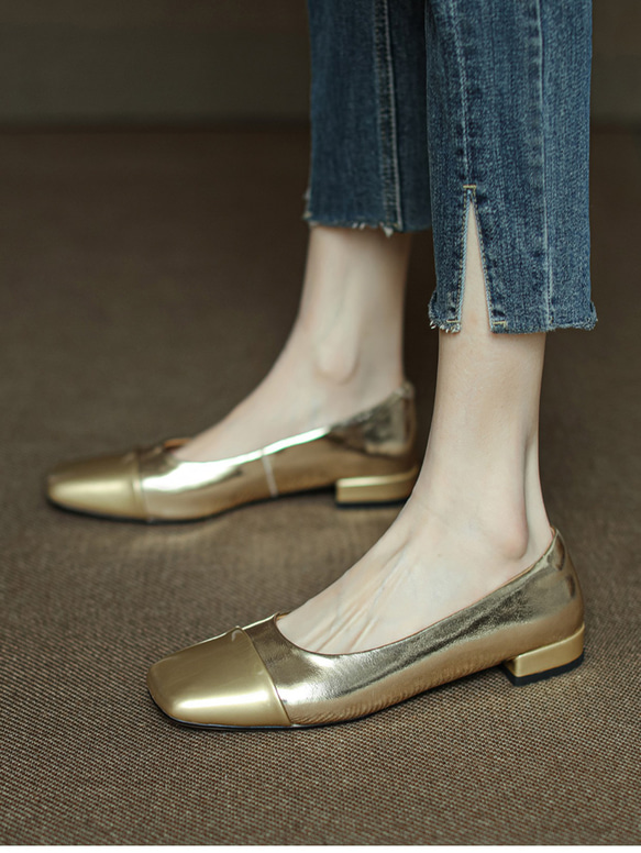 シルバー ゴールド フラットシューズ 歩きやすい 婦人靴 痛くない 婦人靴 レディースシューズ 星 ユニーク 21.5 7枚目の画像