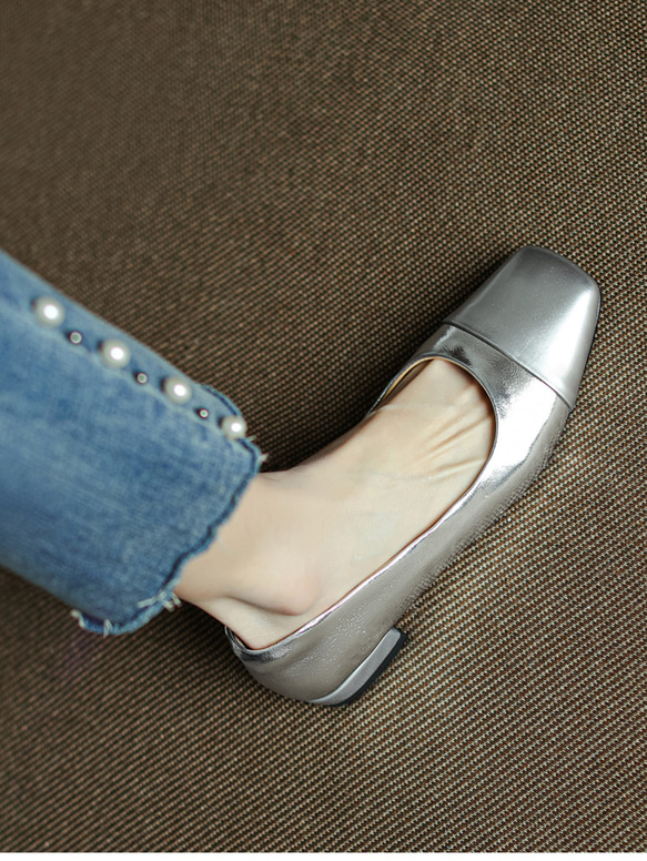 シルバー ゴールド フラットシューズ 歩きやすい 婦人靴 痛くない 婦人靴 レディースシューズ 星 ユニーク 21.5 6枚目の画像