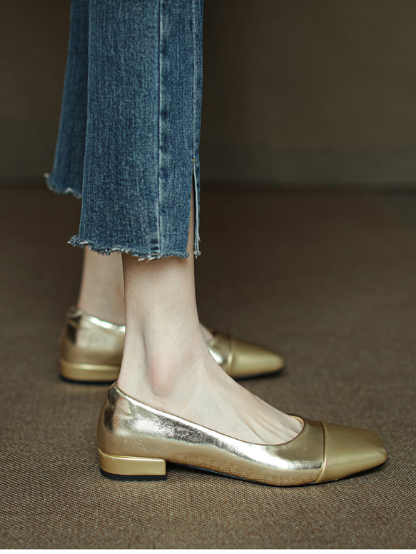 シルバー ゴールド フラットシューズ 歩きやすい 婦人靴 痛くない 婦人靴 レディースシューズ 星 ユニーク 21.5 8枚目の画像