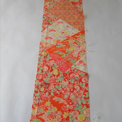 橙色 Kyoto Yuzen Karaka Pattern Pure Silk Crepe Tango Chirimen No. 第3張的照片